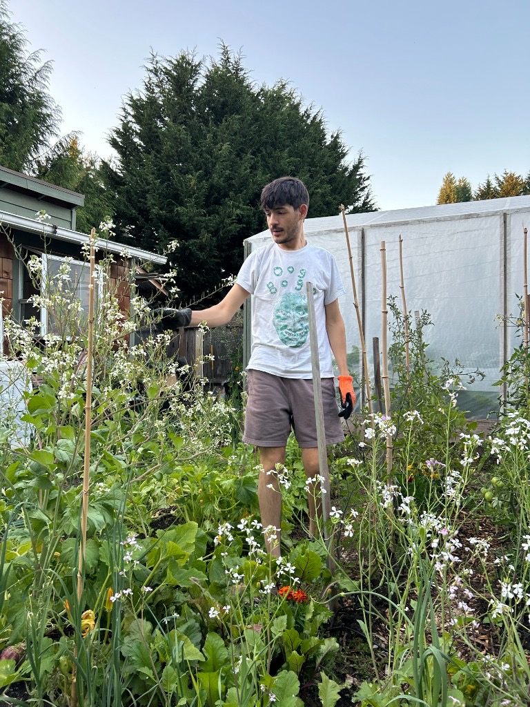 Ray tending the garden