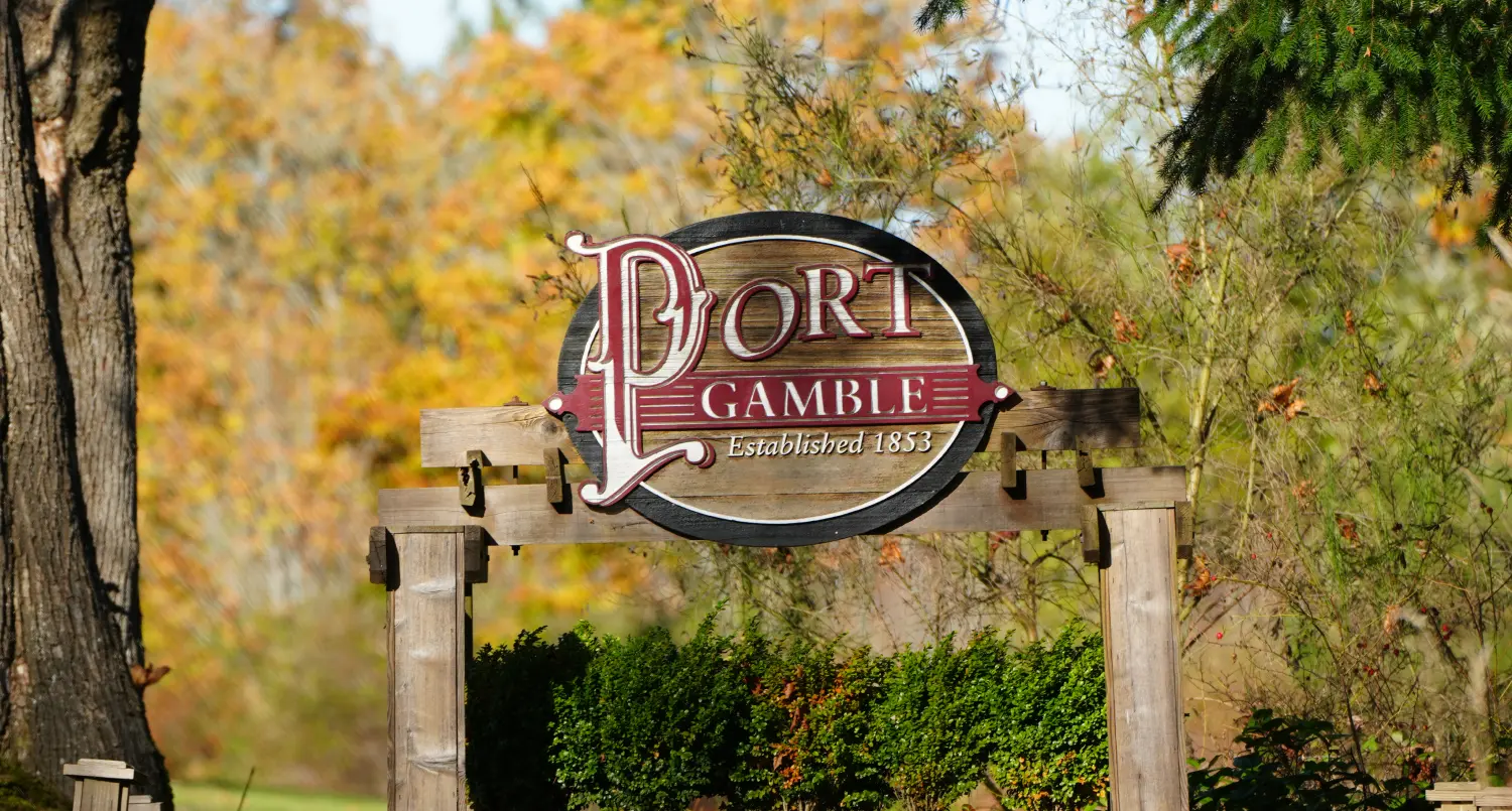 Port Gamble welcome sign